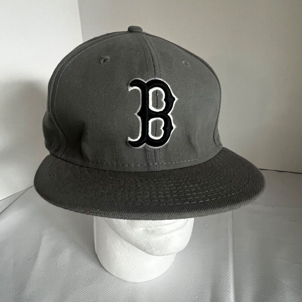 NEW - MLB Boston Red Sox New Era 59FIFTY Cool Base Fitted Grey Cap Hat 7 5/8"